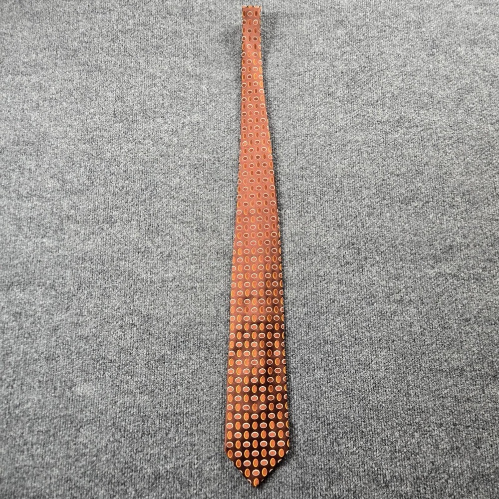 JOOP! Tie Mens OS Brown Silk Geometric Oval Pattern Made In Italy